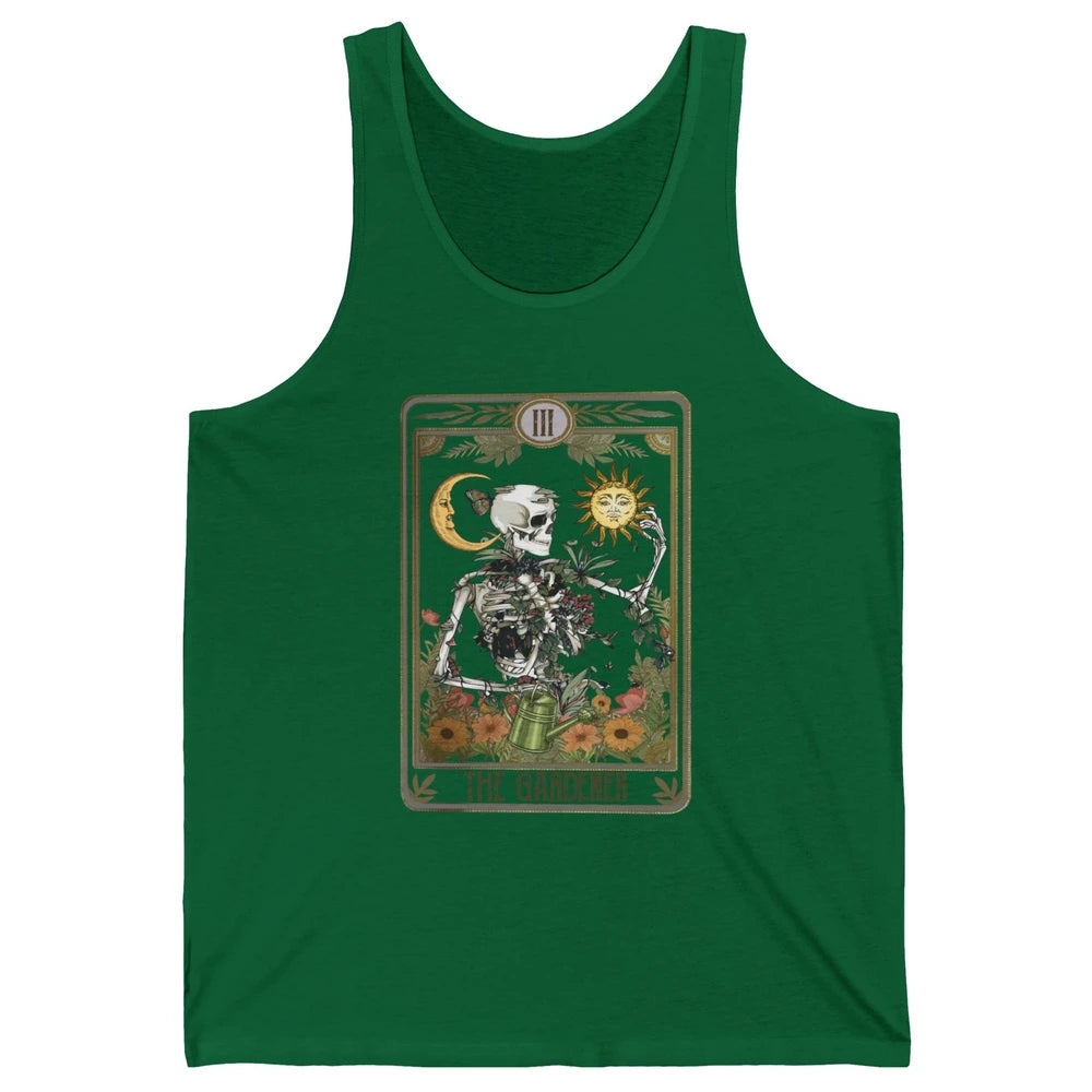 Floral Skeleton Gardening Tarot The Gardener Plant Lovers Unisex Jersey Tank