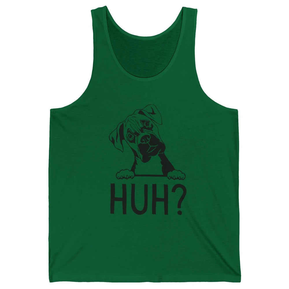 Funny Boxer Dog Black White Huh? Dog Boxer Lovers Gift Unisex Jersey Tank