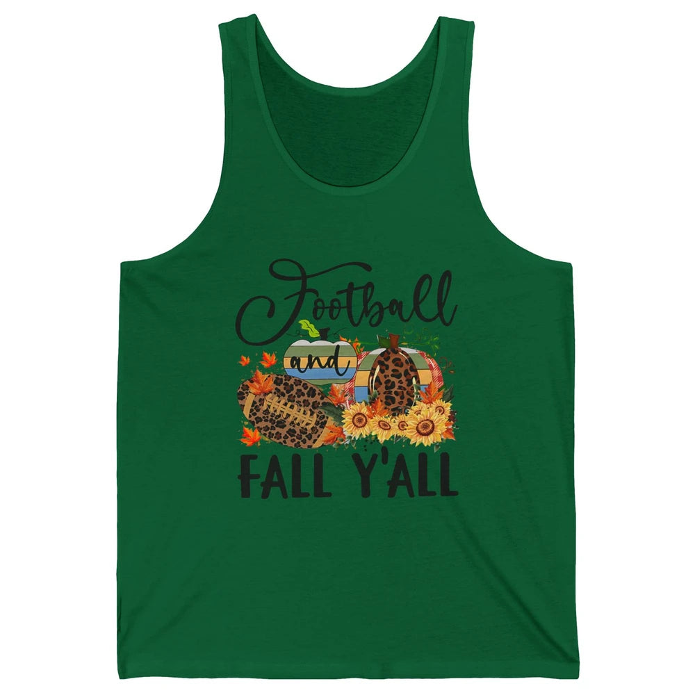 Football And Fall Y'all Leopard Pumpkin Autumn Thanksgiving Unisex Jersey Tank