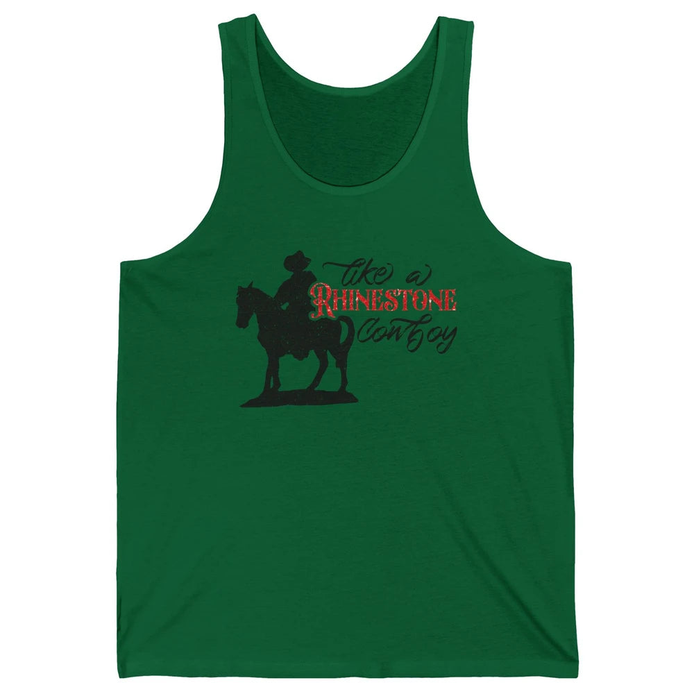 Cowboy Riding Horse Rhinestone Cowboy Western Country Gift Unisex Jersey Tank