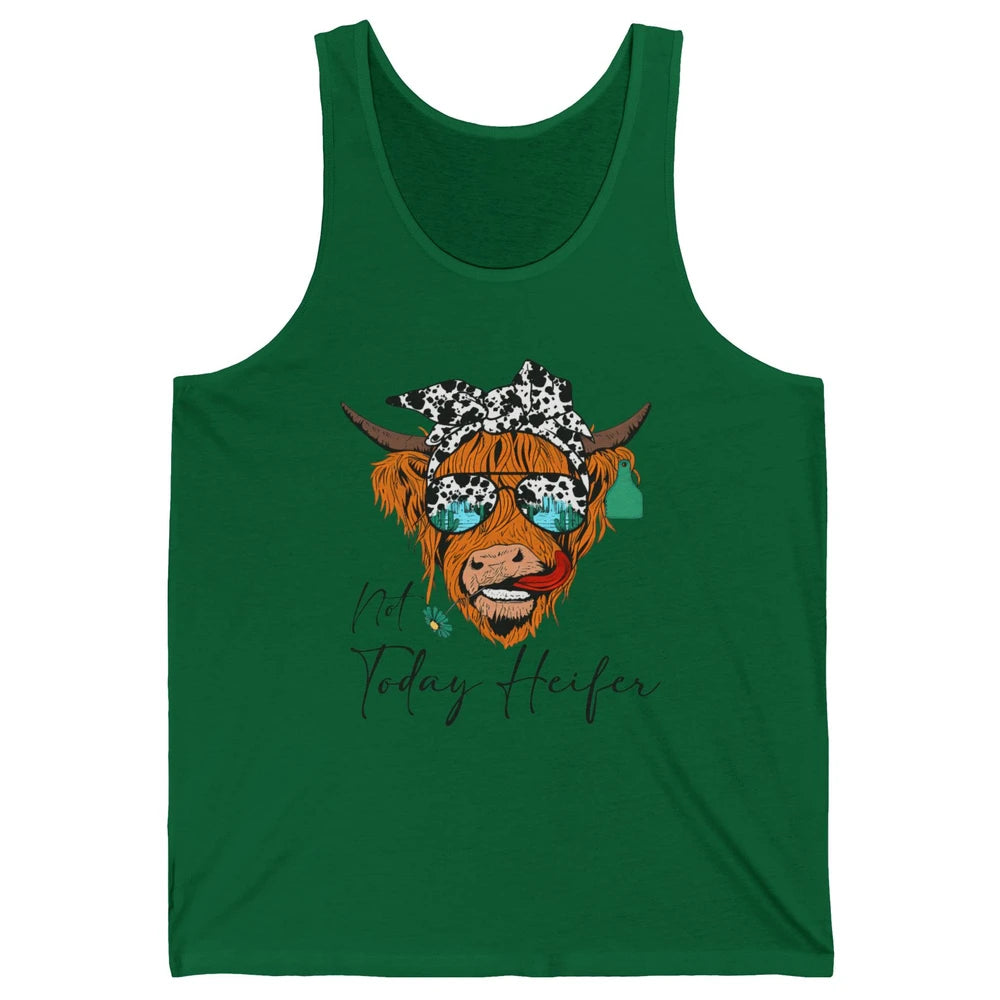 Desert Highland Cow Sunglasses Not Today Heifer Cow Lovers Unisex Jersey Tank