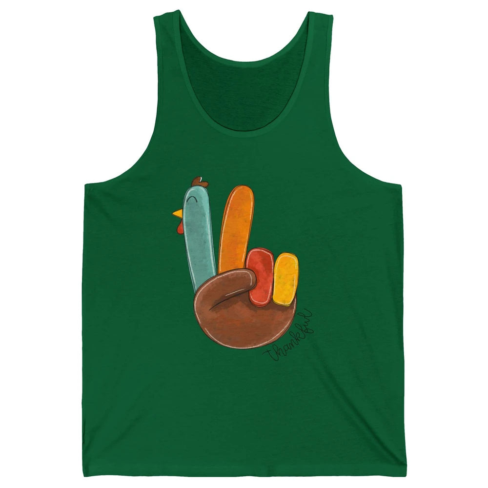 Funny Turkey Peace Sign Thankful Thanksgiving Gift Halloween Unisex Jersey Tank