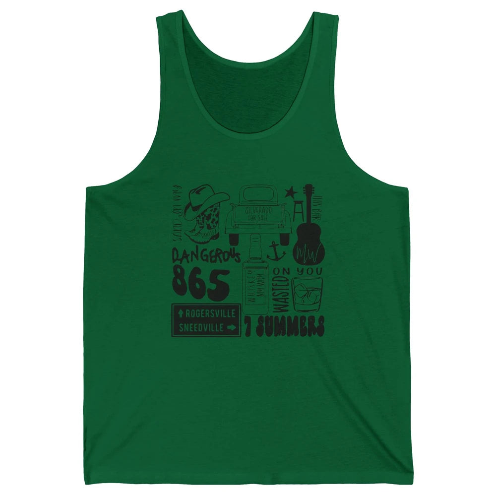 Retro Cowboy Boot Hat Sand In My Boots Western Country Music Unisex Jersey Tank