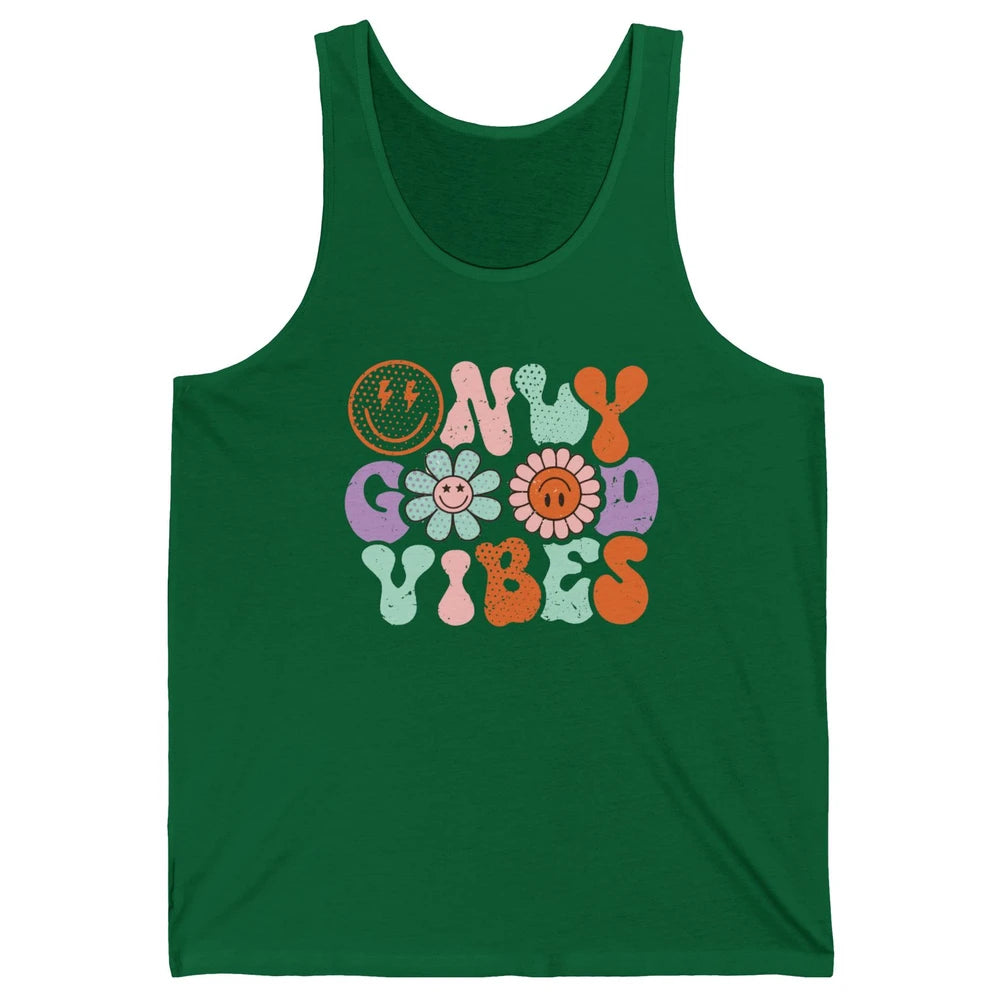 Retro Good Vibes Only Daisy Sunflower Positive Mind And Life Unisex Jersey Tank