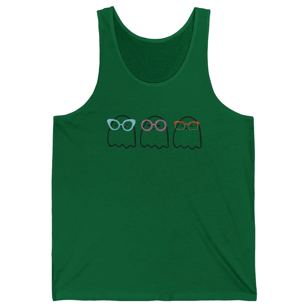 Cute Little Ghosts Glasses Optometrist Halloween Optician Unisex Jersey Tank