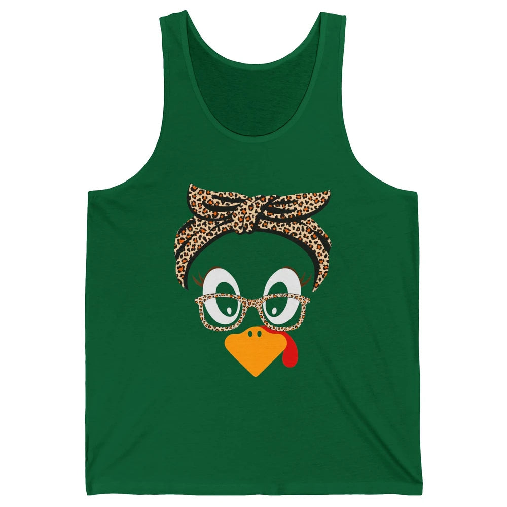 Cute Turkey Mom Leopard Glasses Thanksgiving Fall Turkey Day Unisex Jersey Tank