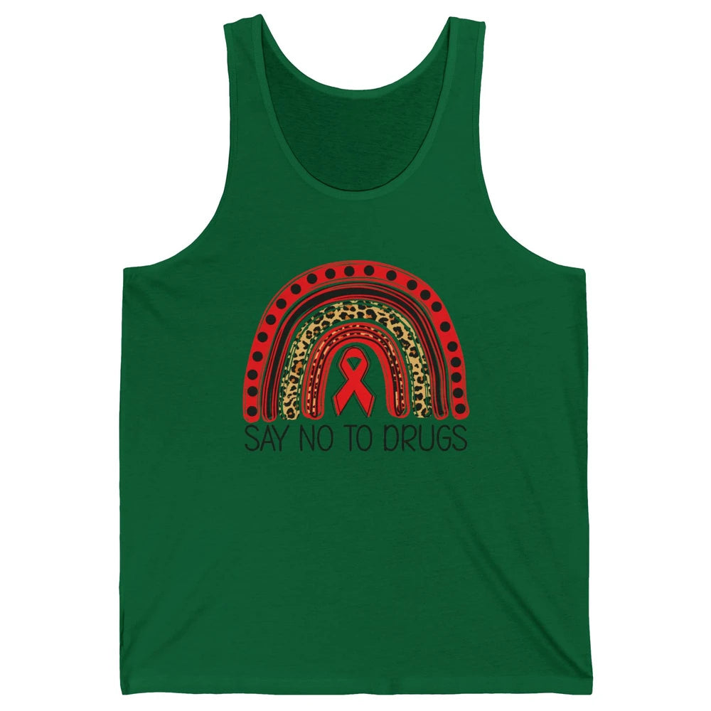 Red Ribbon Week Awareness Leopard Rainbow Say No To Drugs Unisex Jersey Tank