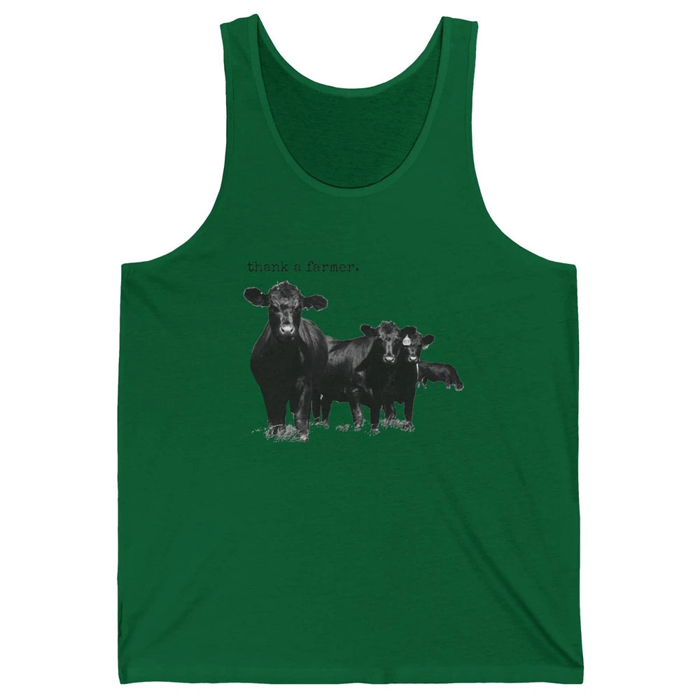 Funny Cow Gang Thank A Farmer Farm Animals Cattles Western Unisex Jersey Tank