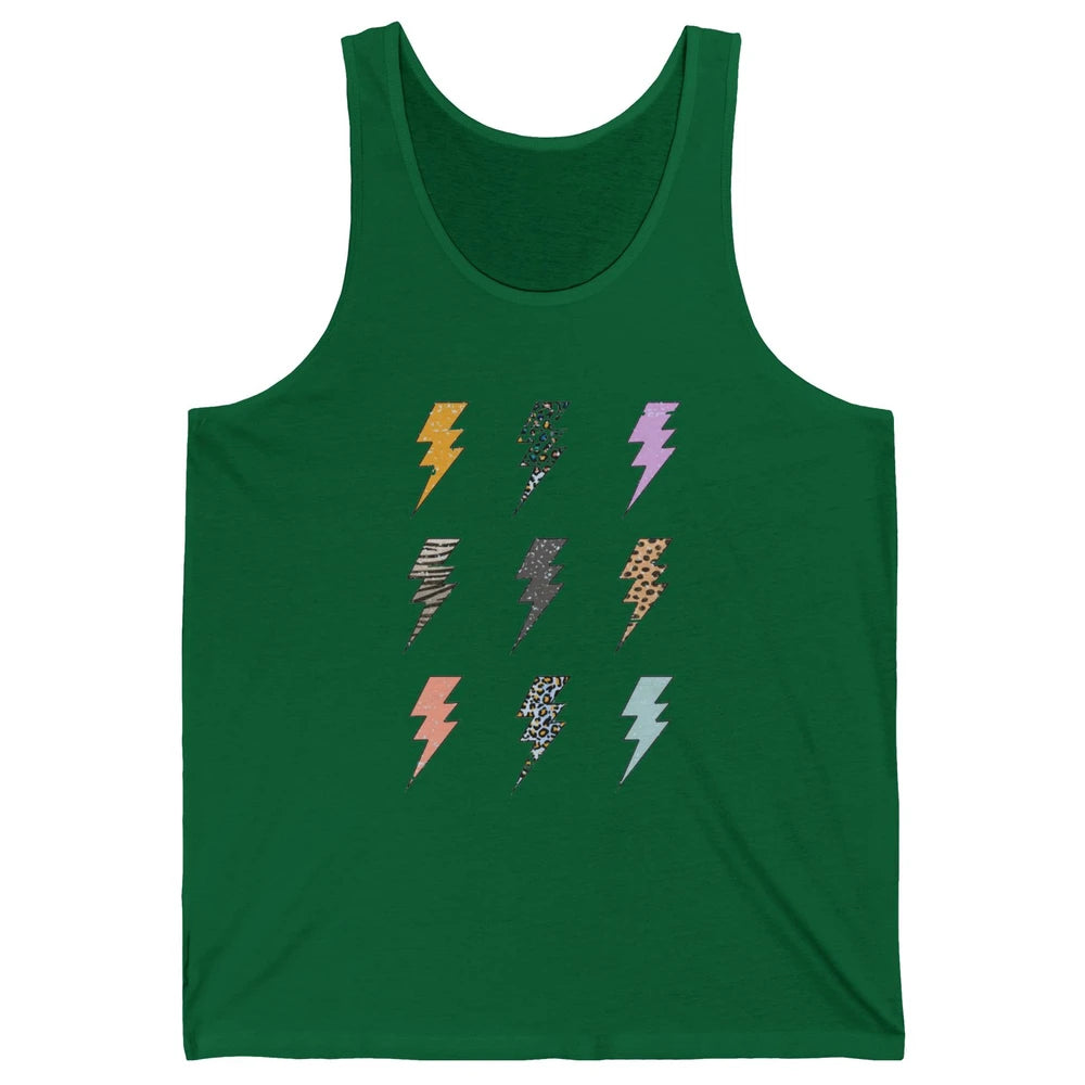 Preppy Lightning Bolt Colorful Leopard Cheetah Western Retro Unisex Jersey Tank