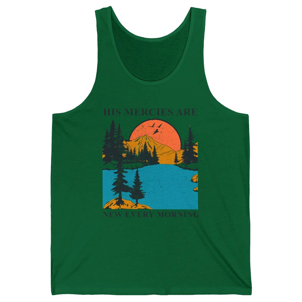Retro Mountain His Mercies Are New Every Morning Christian Unisex Jersey Tank