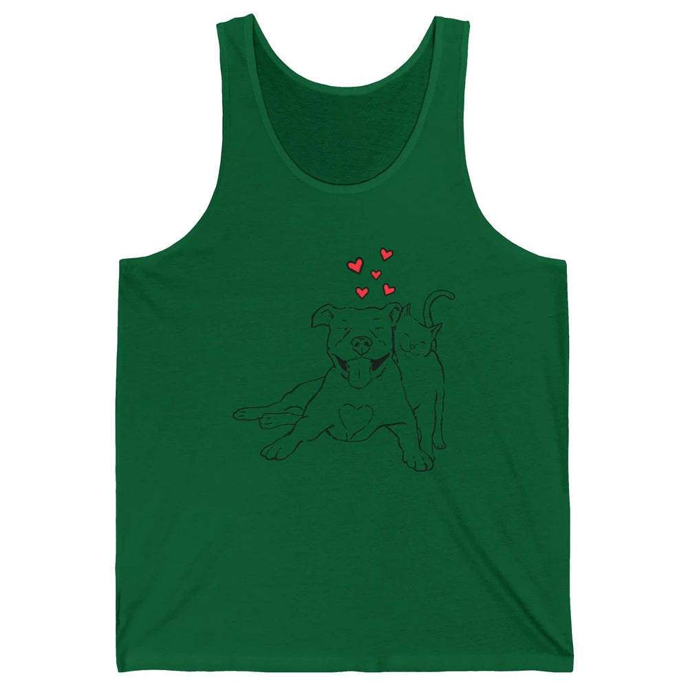 Pittie And Kitty Cute Pitbull Cats And Dogs Lovers Gift Unisex Jersey Tank