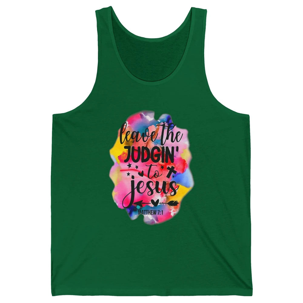 Colorful Leave Judging Faith Christian Jesus God Bible Verse Unisex Jersey Tank