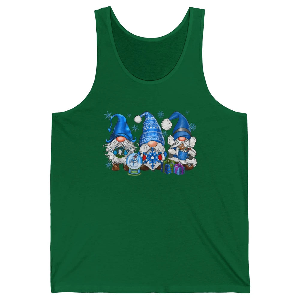 Retro Blue Snowman Gnomes Blue Christmas Winter Gnomies Xmas Unisex Jersey Tank