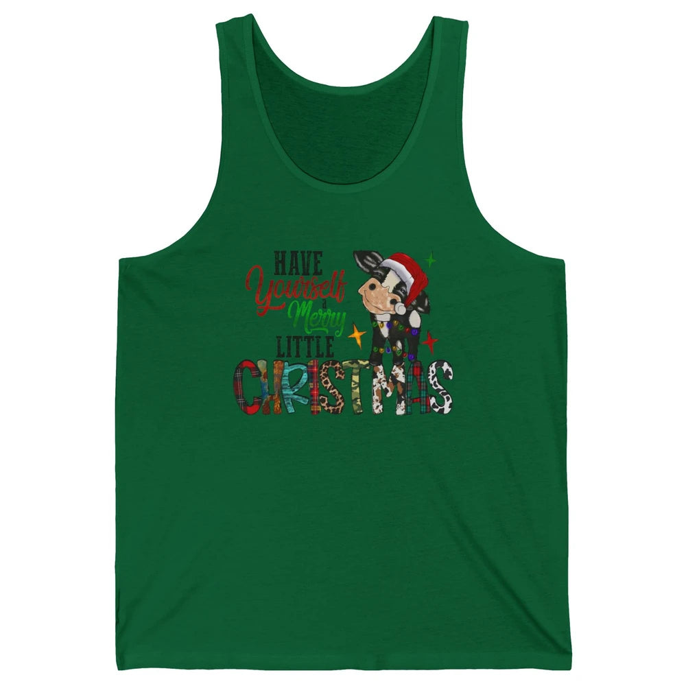 Cow Santa Have Yourself Merry Little Christmas Western Xmas Unisex Jersey Tank