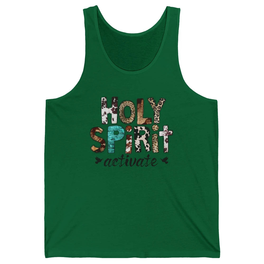 Retro Leopard Holy Spirit Activate Cowboy Rodeo Western Girl Unisex Jersey Tank