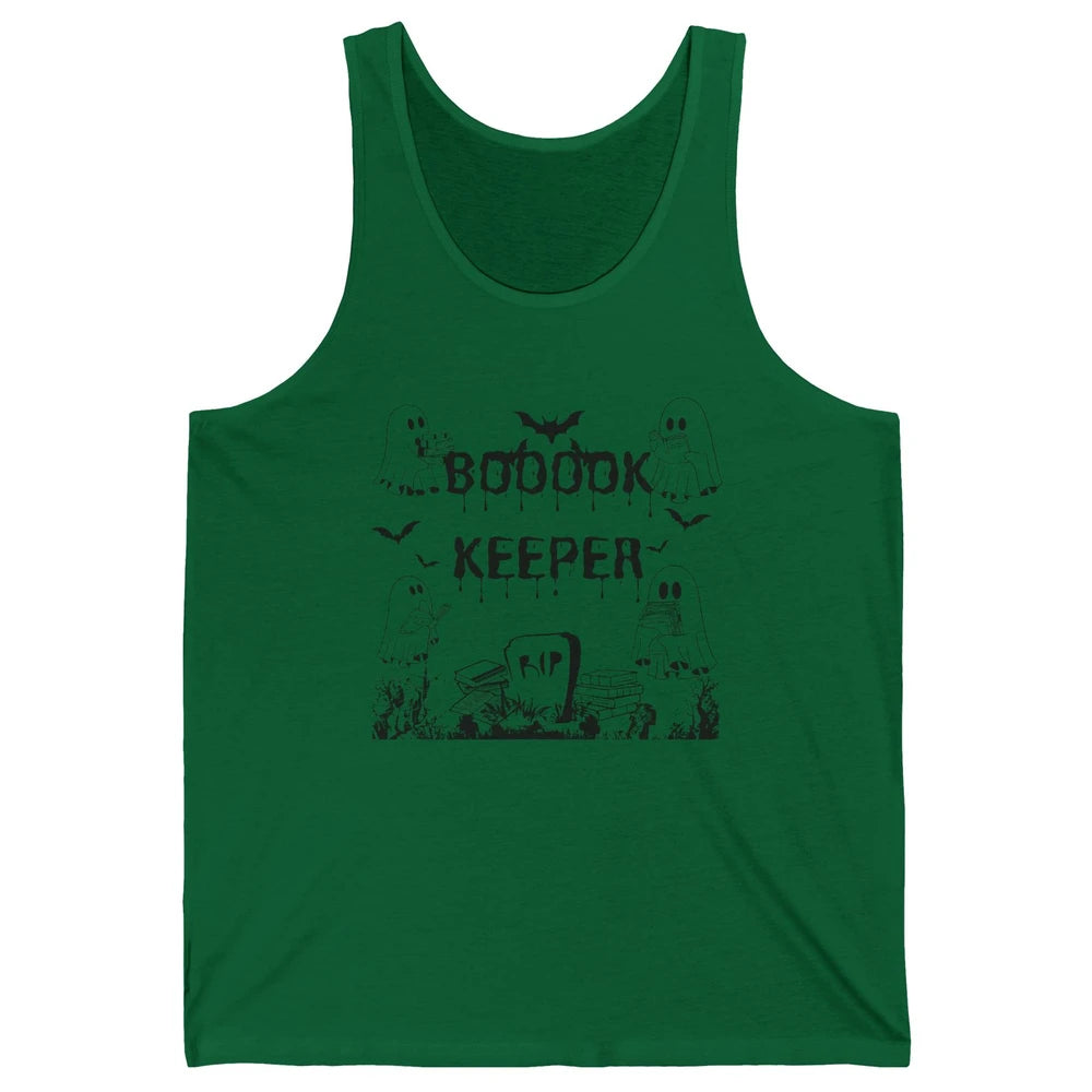 Ghost Reading Bookkeeper Librarian Halloween Book Lover Gift Unisex Jersey Tank