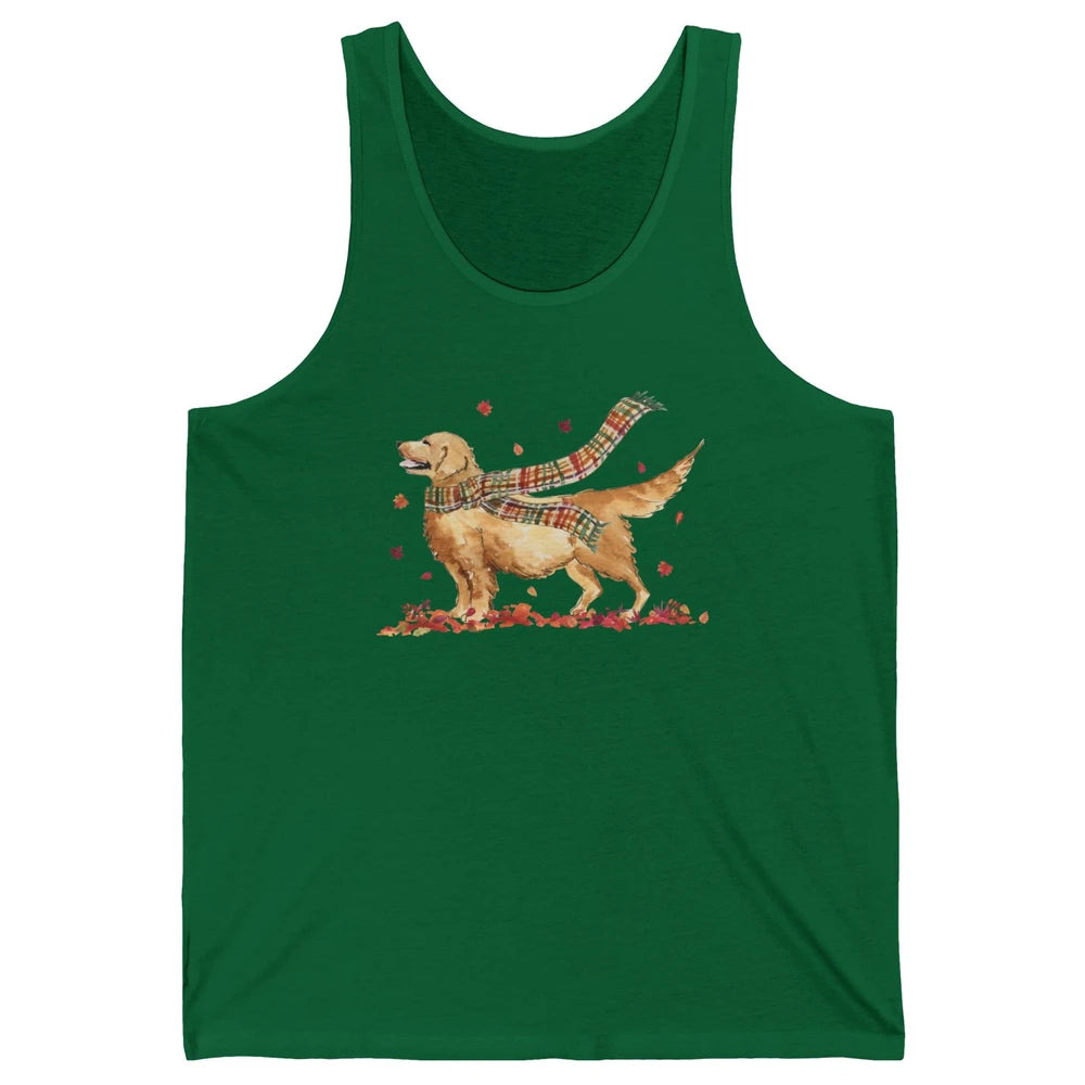 Funny Golden Retriever Autumn Falling Leaves Halloween Fall Unisex Jersey Tank