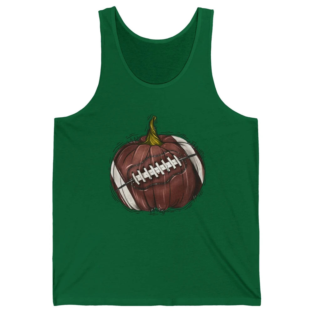 Football Pumpkin Tis The Season Fall Leaves Autumn Halloween Unisex Jersey Tank