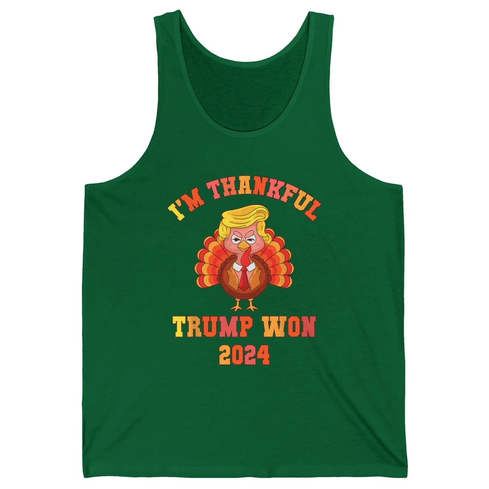 Funny Donald Trump Make Thanksgiving Great Again Thankful Trump Won Republican Unisex Jersey Tank