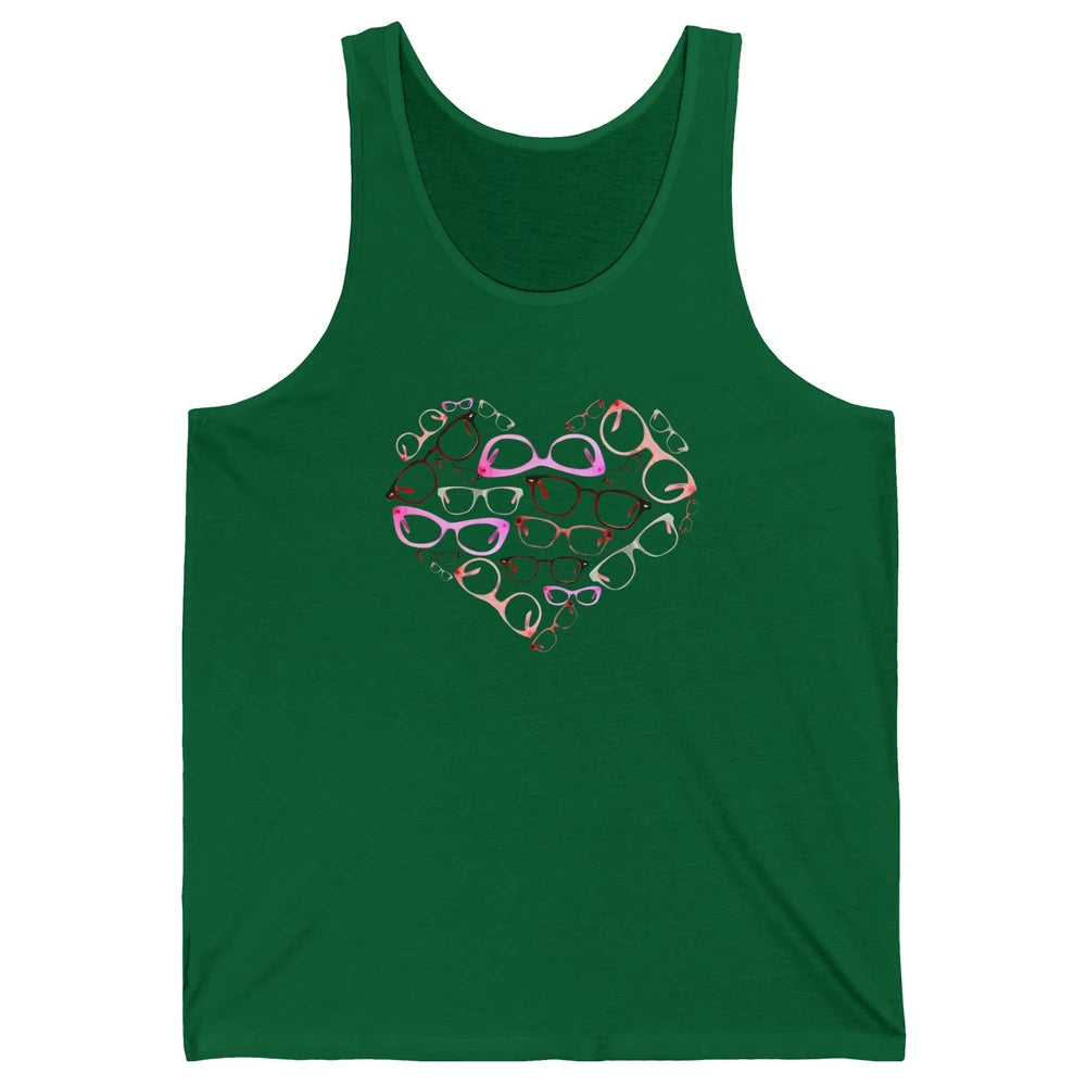 Optometrist Eyeglasses Heart Valentines Day Optician Life Unisex Jersey Tank