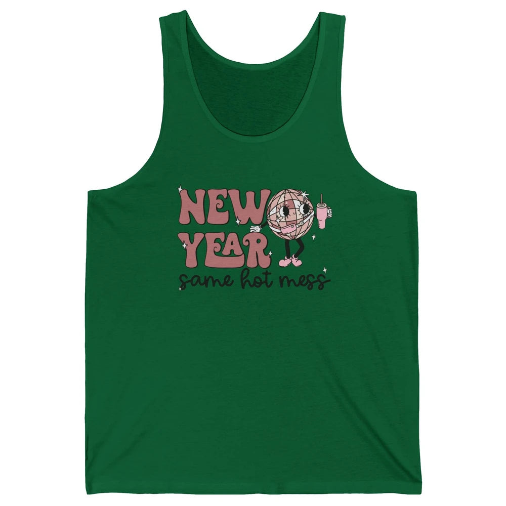 Happy New Year Disco Ball Bougie New Year Same Hot Mess Unisex Jersey Tank
