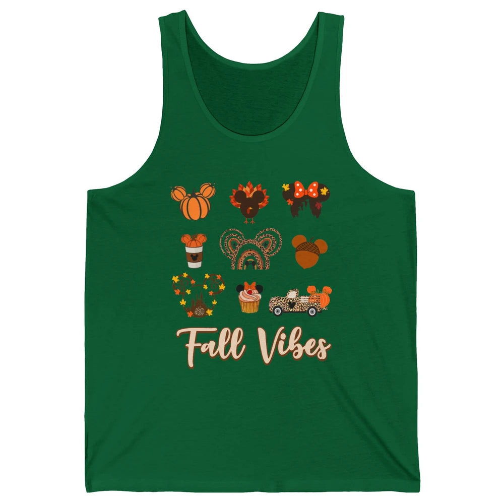 Retro Fall Vibes Pumpkin Turkey Halloween Fall Thanksgiving Unisex Jersey Tank