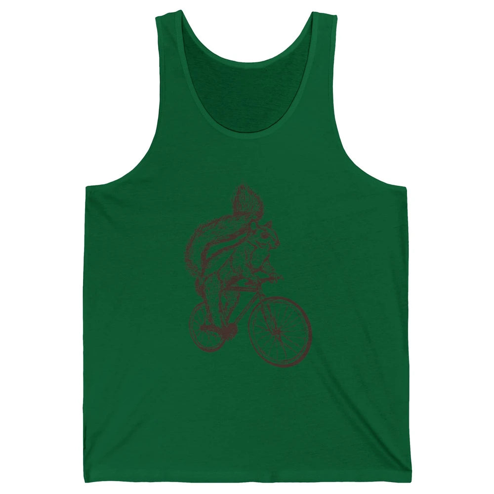 Funny Squirrel Riding A Bicycle Drawn Bike Squirrel Lovers Unisex Jersey Tank