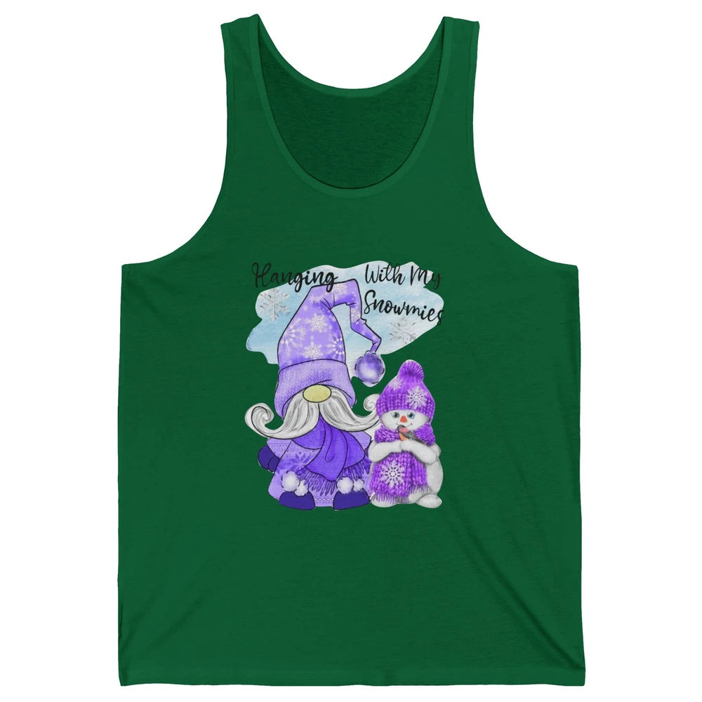 Retro Christmas Snowman And Gnome Hanging With My Snowmies Unisex Jersey Tank
