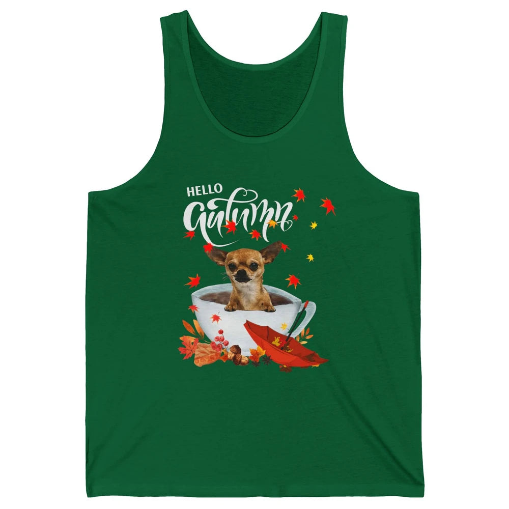Chihuahua Autumn Dog And Coffee Fall Thanksgiving Chihuahua Unisex Jersey Tank