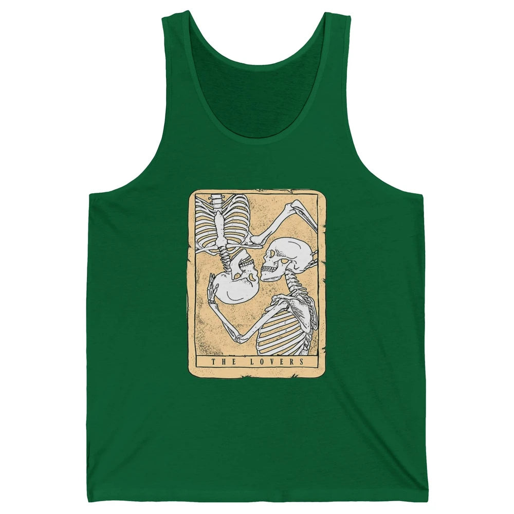 Tarot Card The Lovers Skeleton Couple Funny Skull Vintage Astrology Gothic Happy Valentine's Day Unisex Jersey Tank