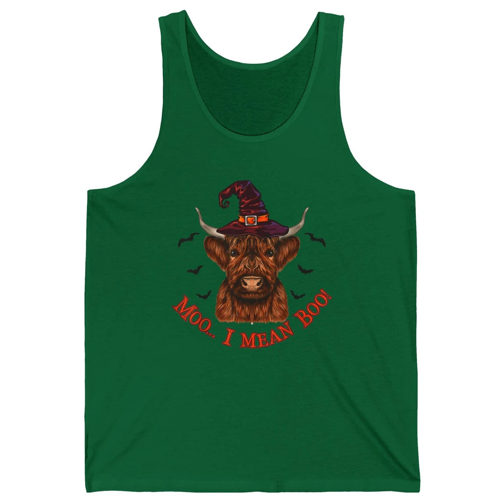 Funny Moo I Mean Boo Ghost Cow Spooky Farm Witch Halloween Unisex Jersey Tank