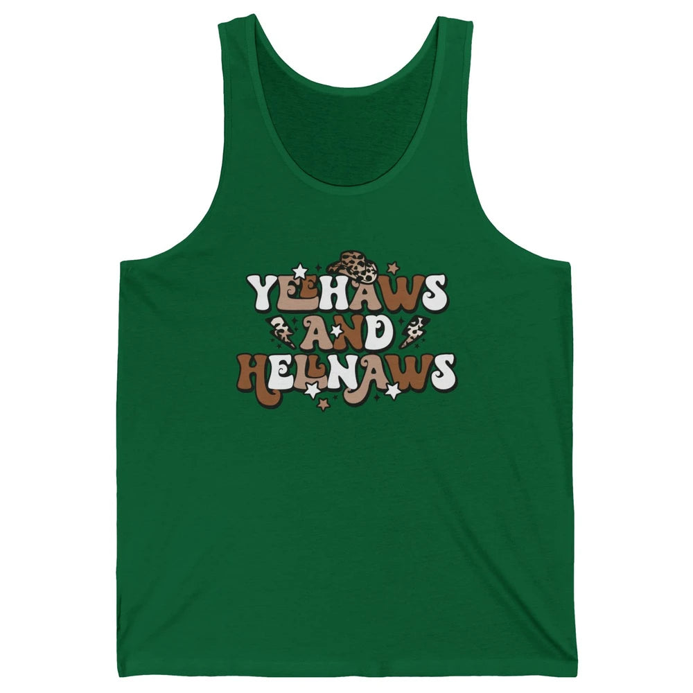 Leopard Yeehaws & Hellnaw Western Country Cowgirl Cowboy Hat Unisex Jersey Tank