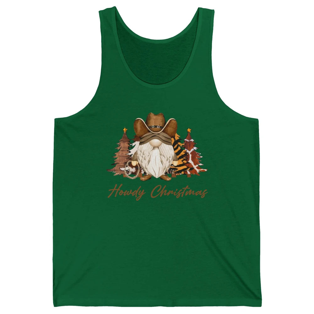 Retro Leopard Cowboy Gnome Howdy Christmas Western Holiday Unisex Jersey Tank