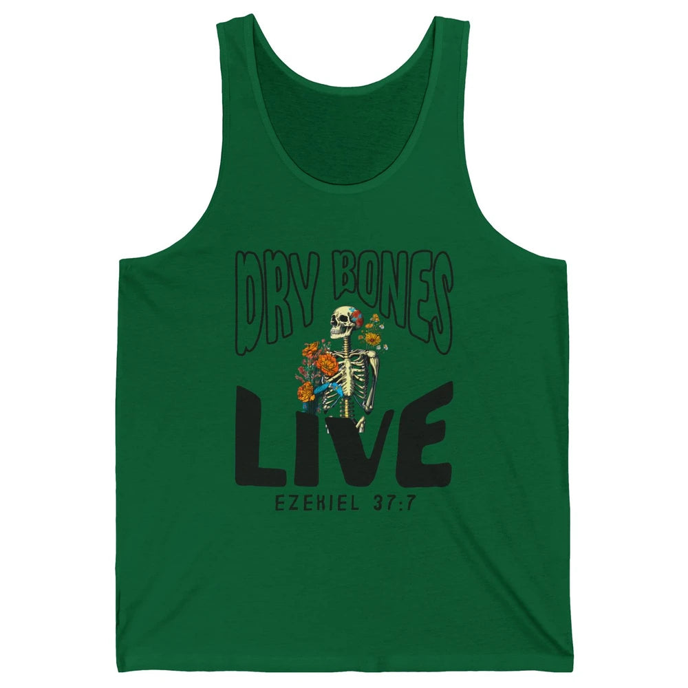 Floral Skeleton Dry Bones Come Alive Christian Halloween Unisex Jersey Tank