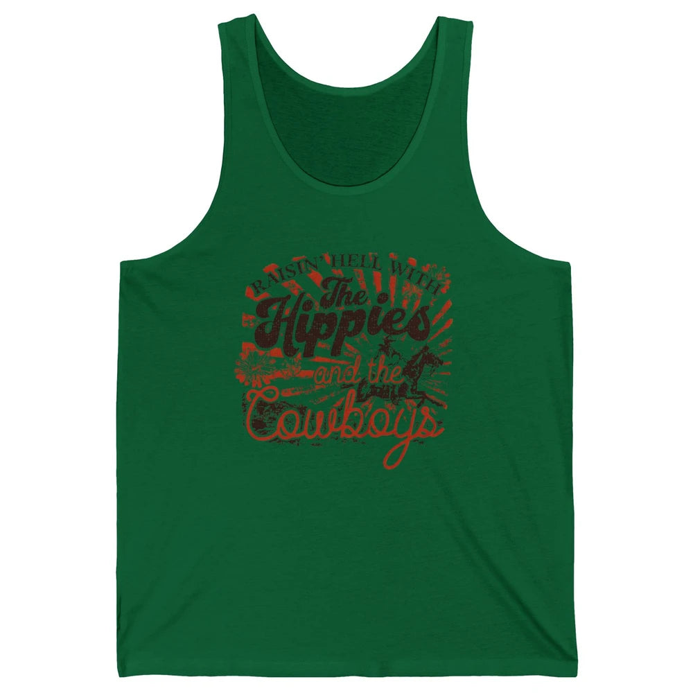 Retro Raisin' Hell With The Hippies And The Cowboys Country Unisex Jersey Tank