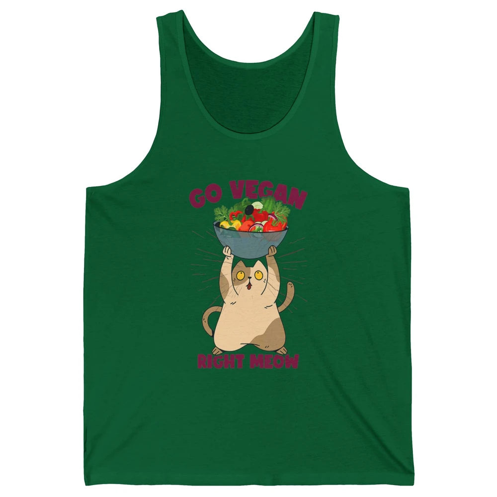 Funny Go Vegan Cat Plant Based Diet Animal Pet Vegetarian Unisex Jersey Tank
