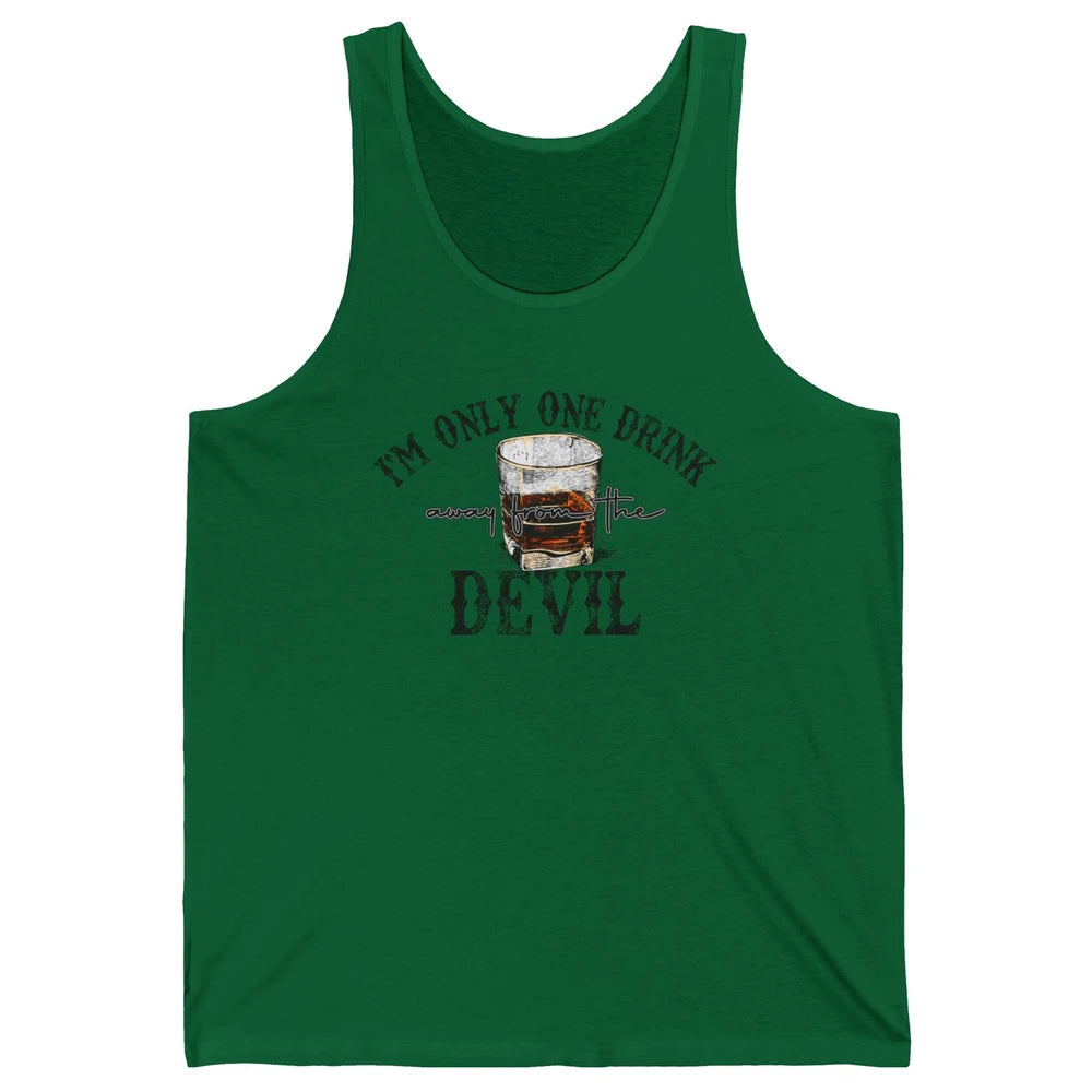 Retro Whiskey I'm Only One Drink Away From The Devil Western Unisex Jersey Tank