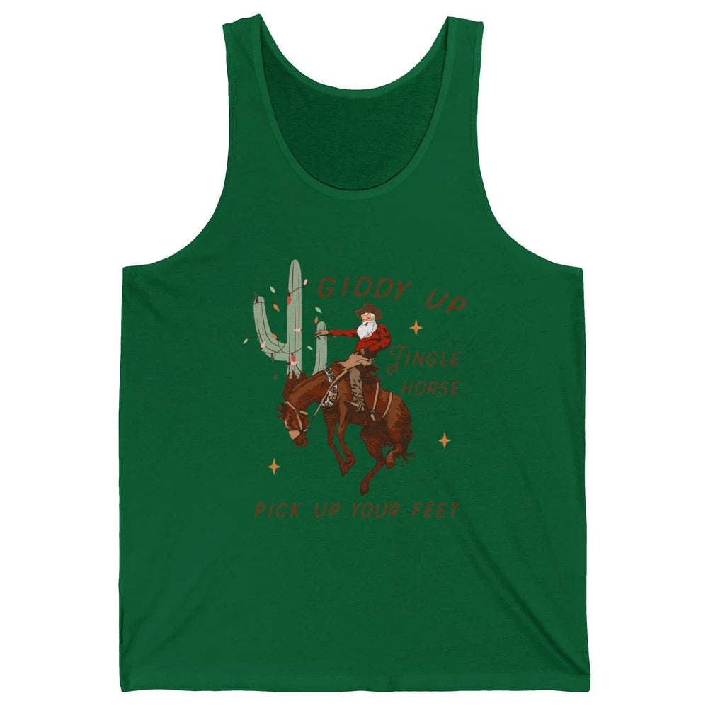 Cowboy Santa Giddy Up Jingle Horse Pick Up Western Christmas Unisex Jersey Tank