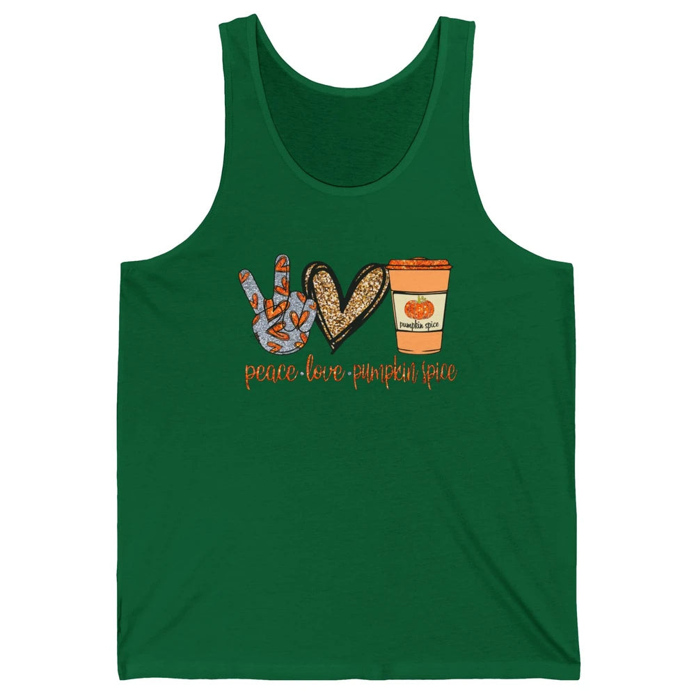 Peace Love Fall Pumpkin Spice Fall Halloween Thanksgiving Unisex Jersey Tank