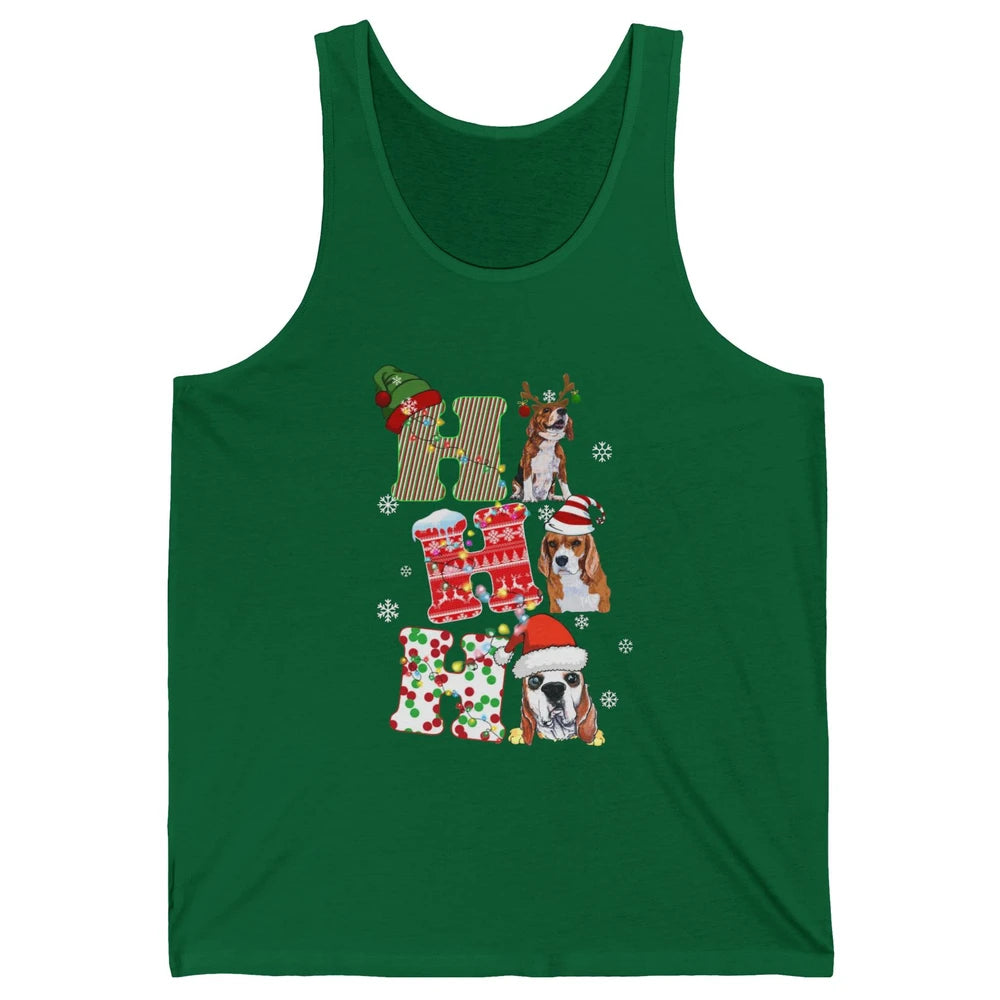 Funny Beagle Christmas Light Santa Beagle Reindeer Snowflake Unisex Jersey Tank