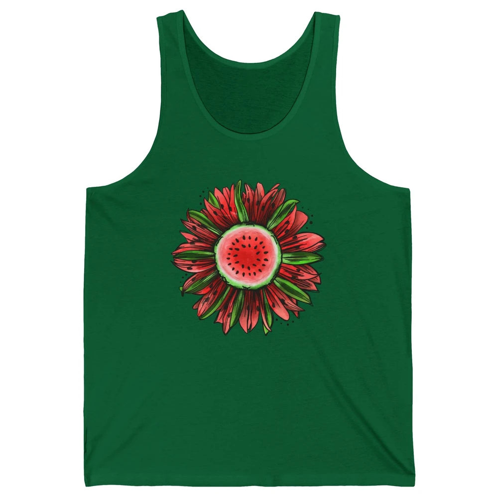 Watermelon Sunflower Summer Peace Love Watermelon Lover Gift Unisex Jersey Tank