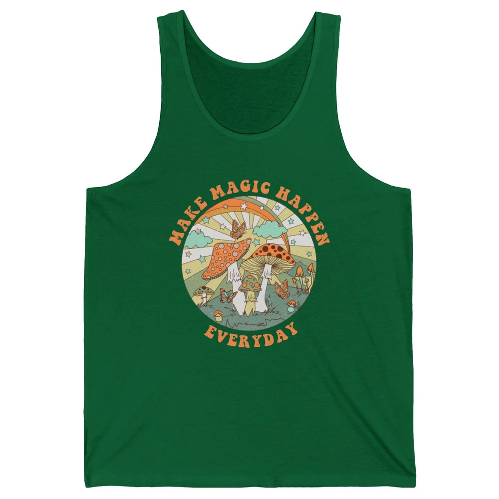 Retro Groovy Make Magic Happen Mushroom Hippie Botanical Unisex Jersey Tank