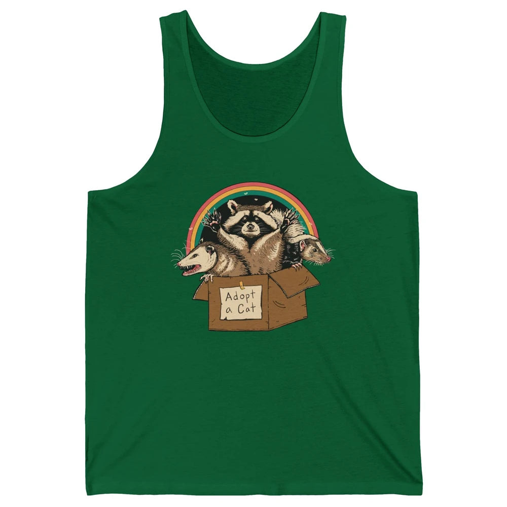 Adopt Forbidden Cats In Box Raccoon Skunks Possum Cat Lovers Unisex Jersey Tank