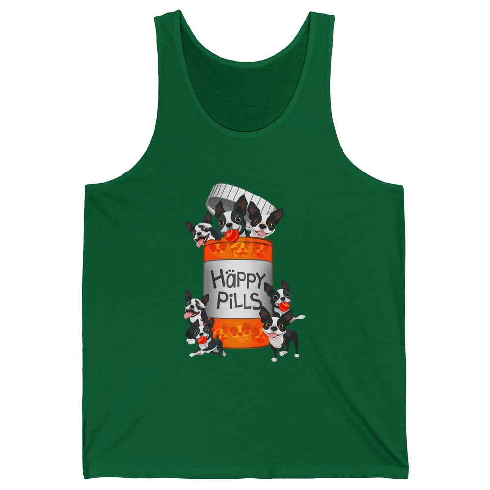 Funny Boston Terrier Happy Pills Cute Dog Pet Positive Vibe Unisex Jersey Tank