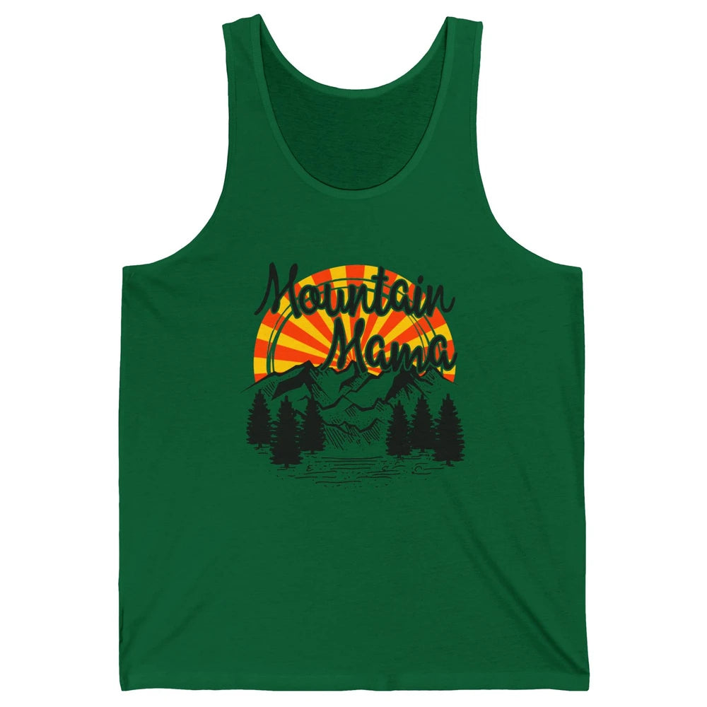 Retro Rainbow Sunset Mountain Mama Hiking Mom Climbing Unisex Jersey Tank