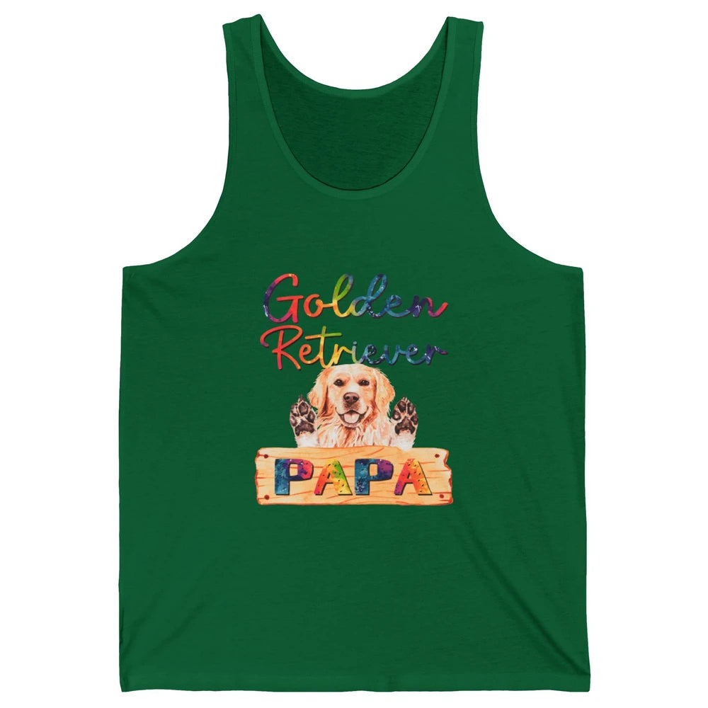 Colorful Golden Retriever Dog Papa Cute Puppy Father Dad Unisex Jersey Tank