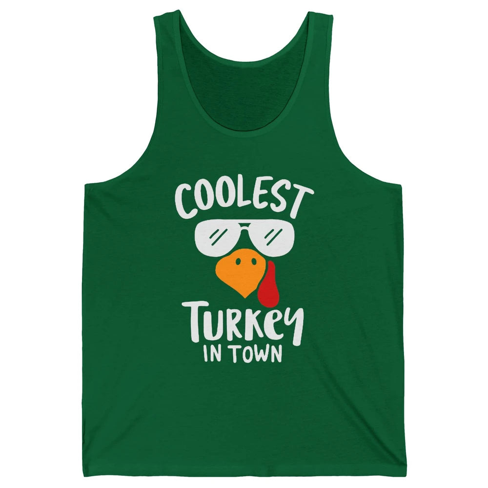 Coolest Turkey in Town Thanksgiving Dinner Funny Turkey Day Unisex Jersey Tank
