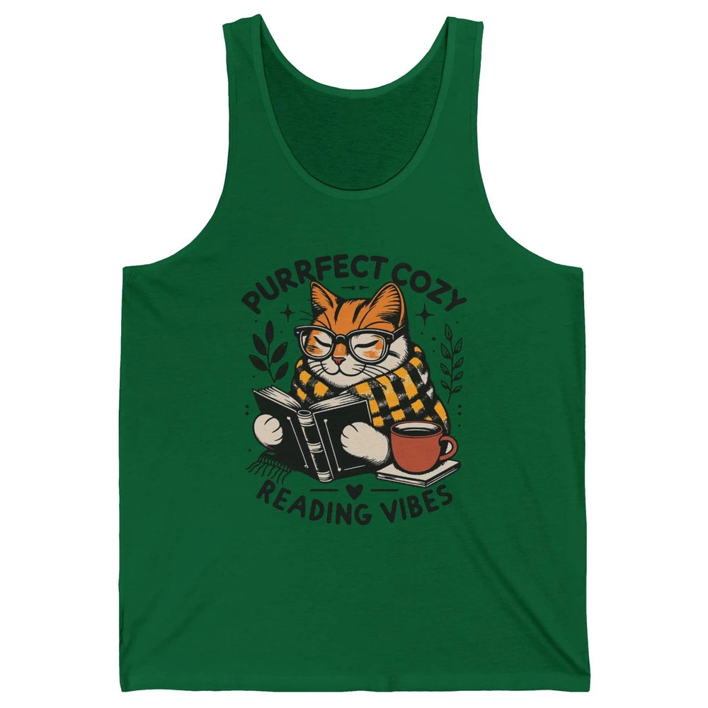 Funny Bookish Cat Purrfect Cozy Reading Vibes Winter Reading Unisex Jersey Tank