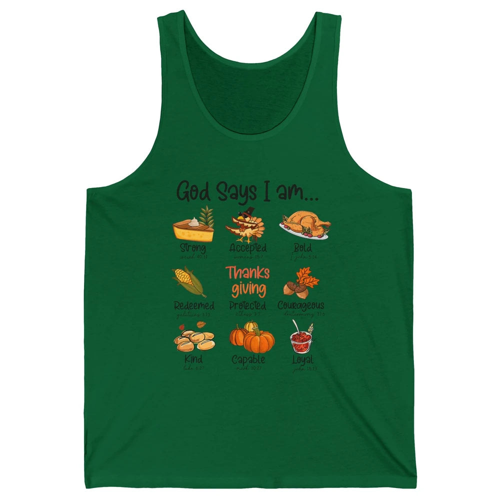 Retro Thanksgiving Turkey God Says I Am Bible Christian Fall Unisex Jersey Tank