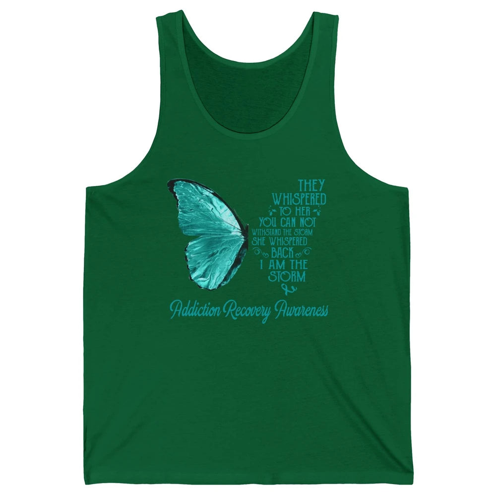 Addiction Recovery Awareness Ribbon Butterfly I'm The Storm Unisex Jersey Tank